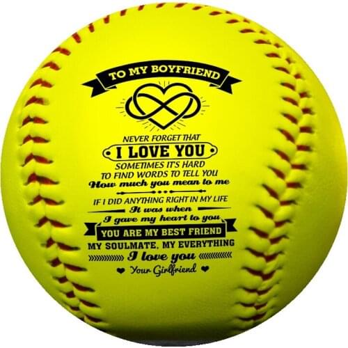 To My Boyfriend Gift from a to her - a printed softball as a birthday Christmas gift