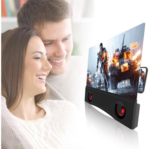 12 Inch Screen Magnifier 3D HD Mobile Phone Magnifier Projector Screen Amplifier Stand Bracket For Watching Movies Videos