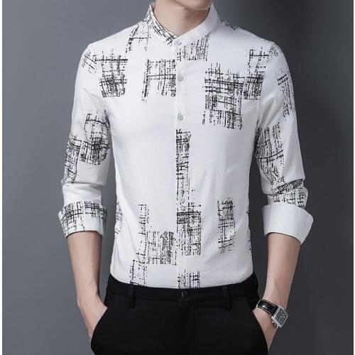 White Cotton Mandarin Collar Mens Shirts Large Sizes Summer Mens Clothing 2021 Comfortable Cozy Oversize Costume Work Office Top