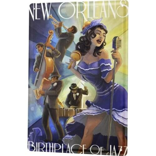SINCE 2004 Tin Sign Metal Plate Decorative Sign Home Decor Plaques Star Jazz New Orleans