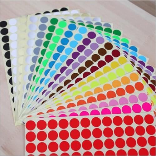 16 sheets Mixed Color Round Paper Sticker Label Self Adhesive Dot Sticker Office School Supplier