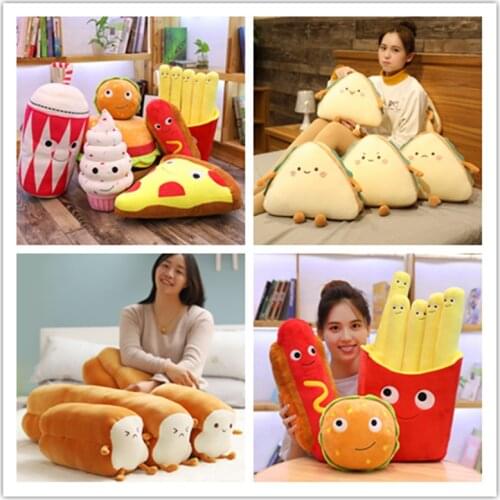 Cute Cartoon Plush Hamburger Ice Cream French Fries Toy Stuffed Food Popcorn Cake Pizza Pillow Children Toys Baby Birthday Gift