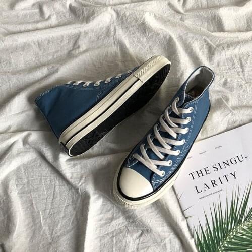 Women Chic Canvas Shoes Haze Blue Olive Green Unisex Sneakers Boys Girls Trainers Street Hip Pop Skateboard Shoe Plus Size 35-44