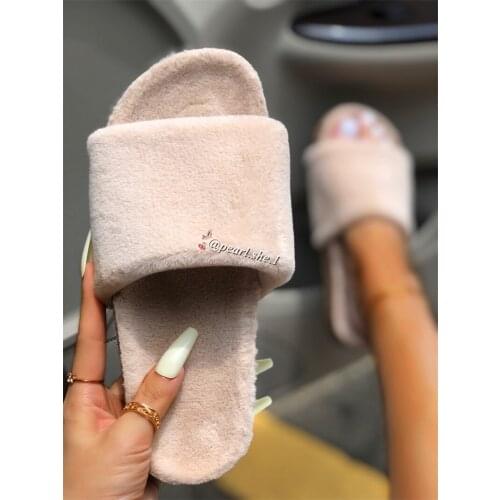 2021 New Women Designer Warm Fur slippers Outside shoes designer slippers famous brands Comfortable Faux Fox fur Winter slippers