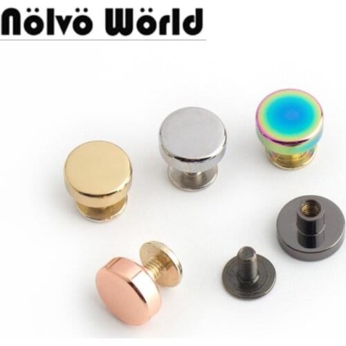 50pcs 10*2.5mm high quality button round head rivet stud for shoes, DIY 100% copper gold metal screw rivet