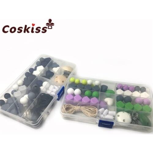 2 Boxes Baby Silicone Teether Toys Teething Pacifier Clip Hexagon Beads DIY Nursing Necklack