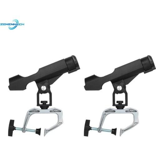 2PCS 360 Degree Adjustable Removable Fishing Rod Holder Clamp On Railing Kayak Boat Support Pole Stand Bracket Fishing Tackle
