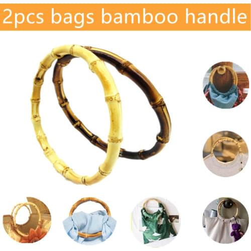 2PCS 13cm/15cm DIY Women Bags Purse Handcrafted Bamboo Imitation Natural Round Bamboo Handle Bags Accessories