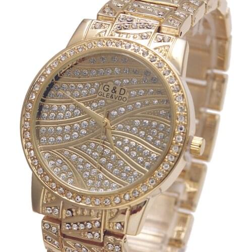 2017 Fashion Luxury G&D Women Watches Gold Womens Quartz Wristwatch Stainless Steel Relojes Mujer Ladys Bracelet Watch Clock