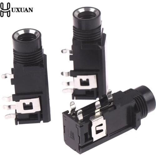 3pcs/lot 4pin 6.35mm Jack Stereo Female Socket Connector Audio Adapter