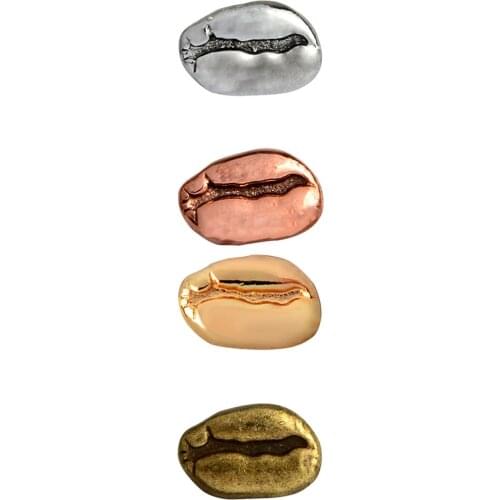 4-Packs Novelty Coffee Bean Alloy Brooch Collar Lapel Pin Shirt Badge Decor