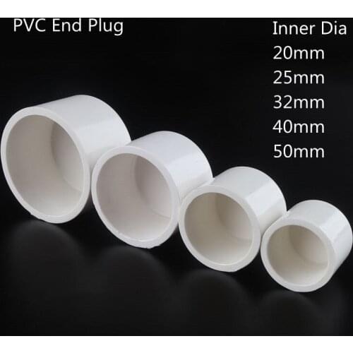 5~100pcs Size 20~50mm PVC Water Supply Pipe End Plug Connector Plastic End Cap Fittings Irrigation System Watering White Parts