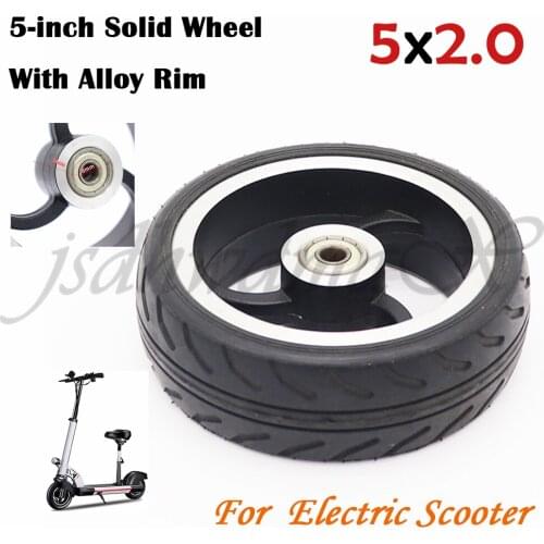 5 inch solid tubeless curved wheel 5x2 solid tire 5" tyre with alloy hub fits for Fast wheel F0,jackhot,Nes carbon fiber scooter