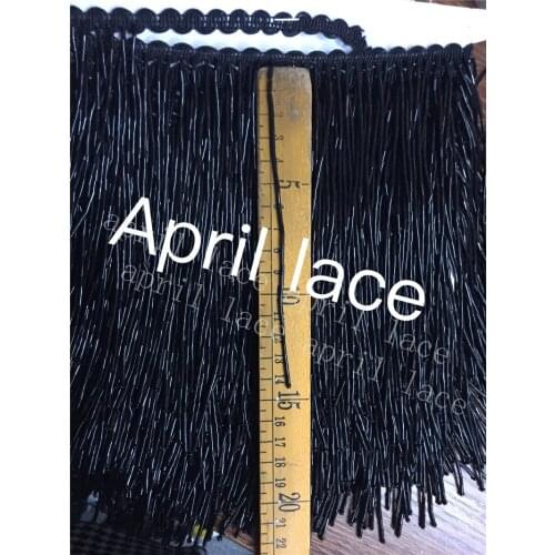 A001-4 black color 5 yards/bag 15cm width beads ribbon fringe tassel for garment/decorative/wedding bridal gown dress