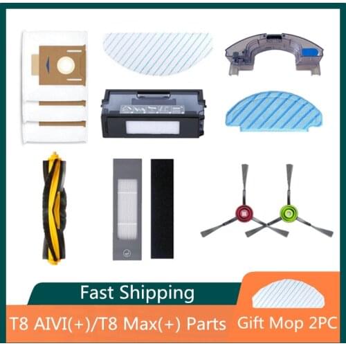 Cleaner Accessory Optional for ECOVACS T8 AIVI T8 Max N8 T5 Main Brush HEPA Filter Side Brush Mop Cloth Charger Dustbin Dustbag
