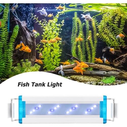 Aquarium LED Light Power Saving Super Fish Tank Aquatic Plant Landscape Grow Lighting Blue White Extensible Clip Lamp