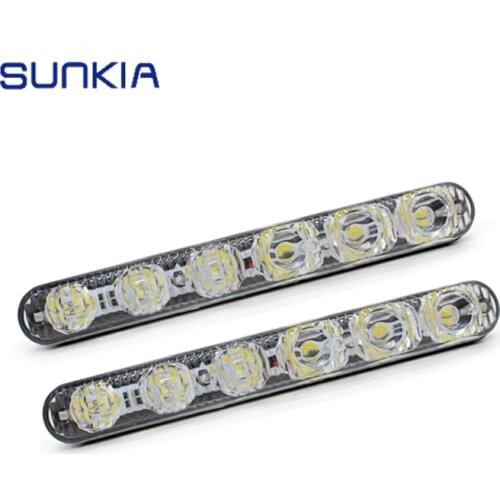 SUNKIA 2Pcs/Set Car LED DRL High/Low Beam Aluminum Warning Driving Fog Lamp Auto Daytime Running Light