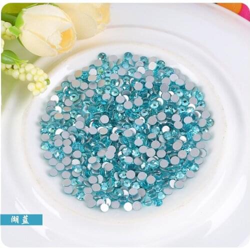 Free shipping! SS3-SS34(1.3MM-7MM) Lake blue glass flatback Nail Art diy Decorations 3D rhinestones