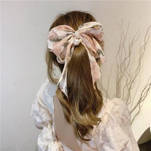 Big Bow Floral Hairpins Back Head Top Clip Spring Clip Ponytail Holder Barrette Headdress Girl Summer Outdoor Styling Accessorie