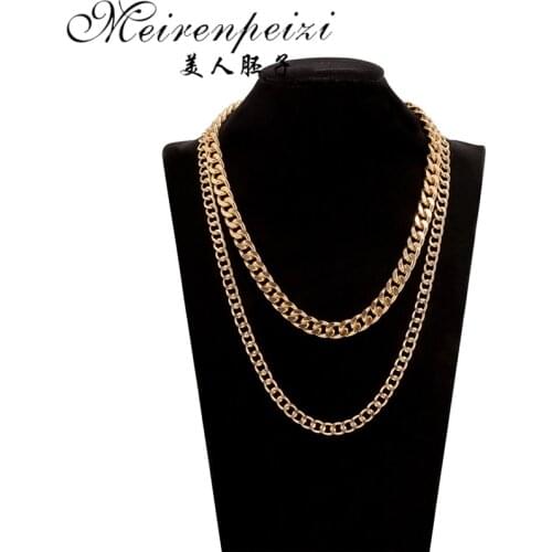 Punk Chain Necklace for Women Hip hop Gold Color Choker Gothic Multilayer Pendant Necklaces Jewelry Party