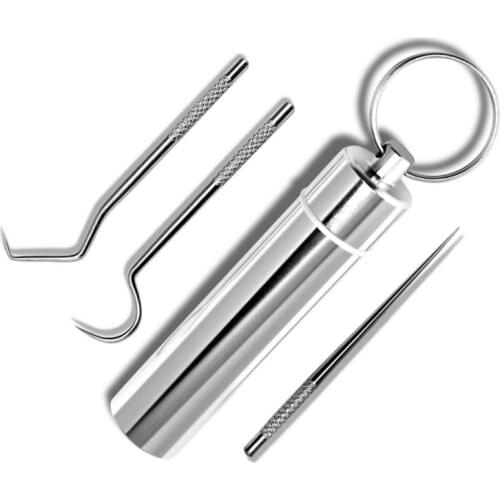 Portable Stainless Steel Metal Toothpick Suit Reusable Waterproof Fork Case For Travel Camping EDC Accessories