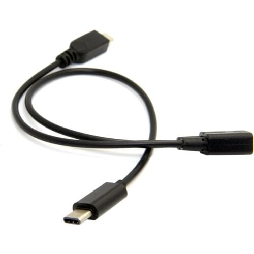 CY Micro USB Female to USB-C Type-C USB 3.1 & Micro USB Male Splitter Charge Extension Cable