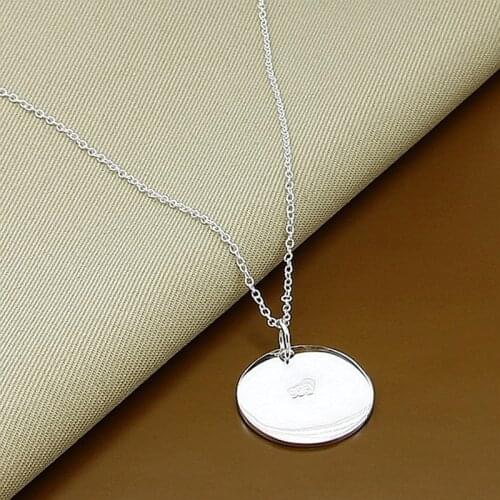 Hot Selling Silver 925 Necklace Fashion Round Pendant Necklace For Women Men Sterling Silver Jewelry