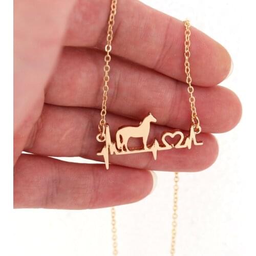 Hzew cute Electrocardiogram con collar horse penadant necklace gift