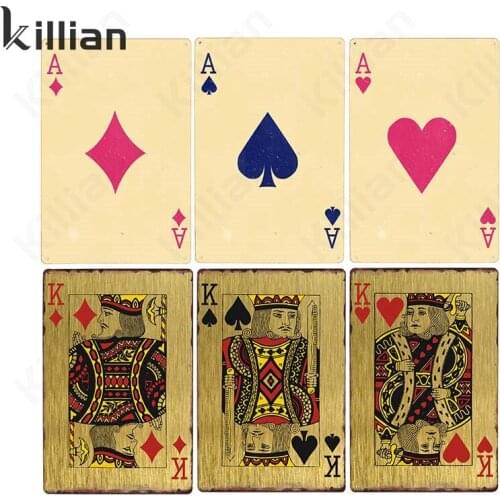 Playing Card Metal Plaque Retro Metal Plate Text Metal Painting Cartoon Metal Poster King Tin Sign Bar Club Home Decoration