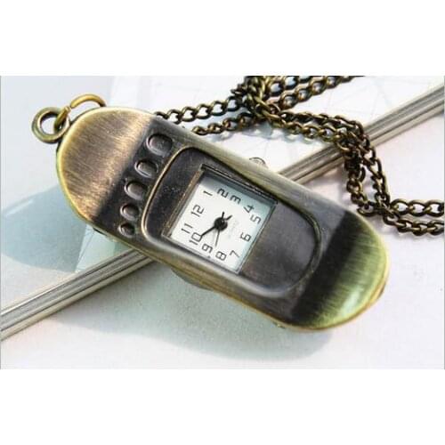 Cartoo Skateboard design Vintage Bronze Steampunk Pocket Watch