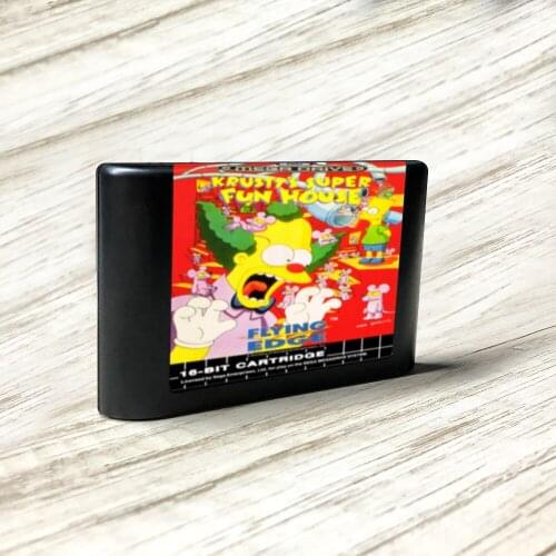 Krustys Fun House - EUR Label Flashkit MD Electroless Gold PCB Card for Sega Genesis Megadrive Video Game Console