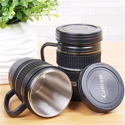 220ML Camera Shaped Stainless steel Lens Mug With Handle Water Mug Caniam Logo Coffee Mug Gift for Photography friend
