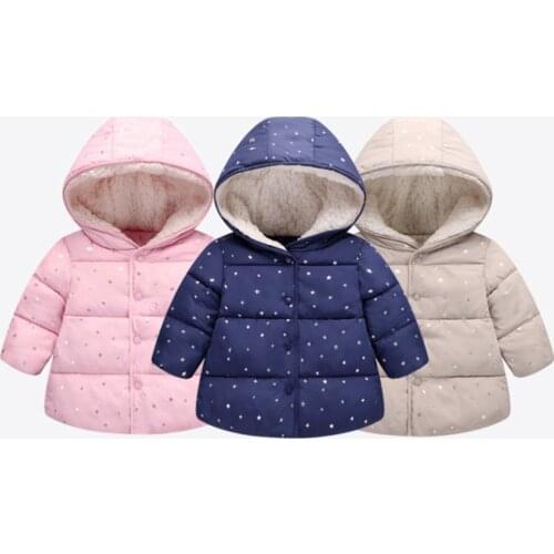 6Months-5Years Star print Children Kids Baby Girl Boy Winter Hooded Coat Jacket Warm Outerwear Clothes veste enfant garçon M4