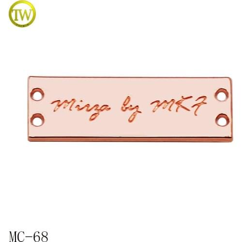 Square Custom RoseLogo Small Metal Name Tags for Clothing