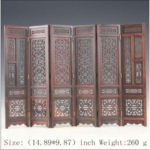 Mini) Exquisite Chinese Classical Collection Desk Decoration Red Acid Branch Wood Grid Small Screen
