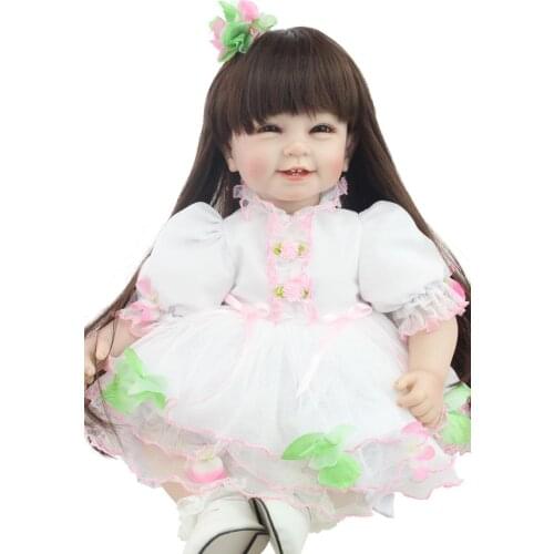 55cm Soft Silicone Reborn Baby Doll Toys with Princess Dress Dolls Lovely Birthday Gift Girls Brinquedos Toys