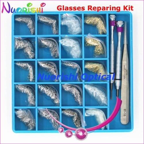 Eyeglasses Glasses Accessories Repairing Parts Case Kit Set Screwdriver Screw Nuts Washers Tweezers Bushing HBS21 Free Shippi