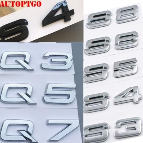Silver or Black Car Rear Trunk Tail Letter Emblem Logo Badge Decal Sticker For Audi S RS SQ RSQ 3 4 5 6 7 8 TT TTS TTRS