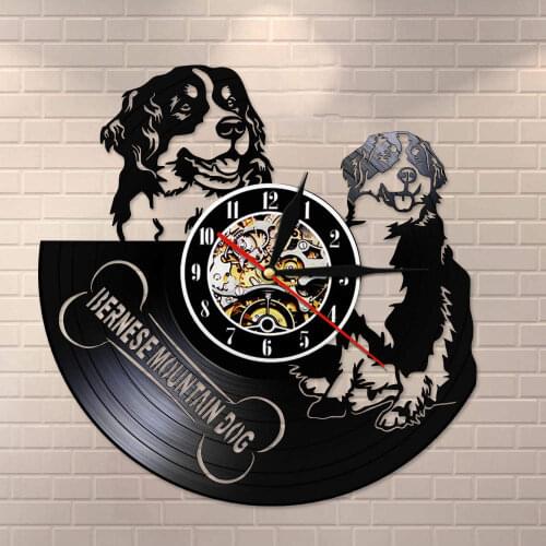 Vinyl Record Wall Art Home Decor Berner Pet Vintage Wall Watch Bernese Mountain Dog Wall Clock Berner Sennenhund Dog Breed Gift