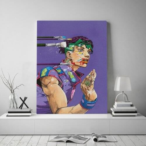 Rohan Kishibe JoJos Bizarre Adventure Wooden Frame Canvas poster Painting wall Art decor Study Home Framed Decoration Prints
