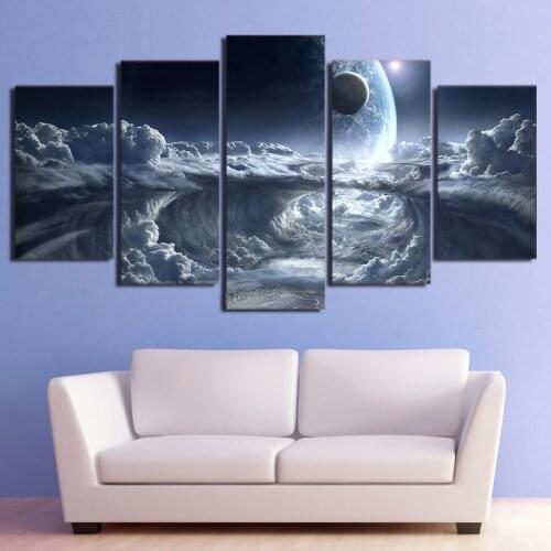 Cloud Sea Canvas Painting Planet Moon Wall Picture for Living Room Fantasy Scenery Home Decoration Wall Art Posters and Prints