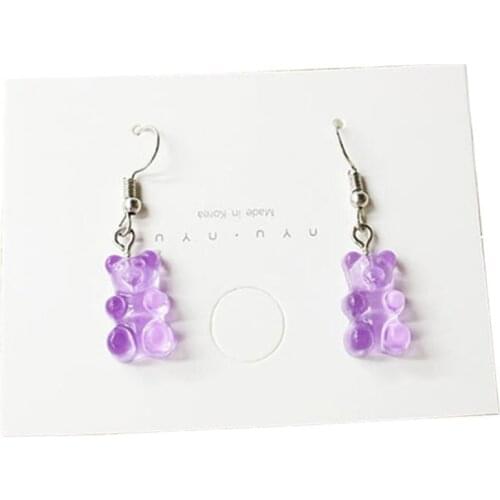 Originality statement minimalist dangle earring jelly Polychromatic Bear drop earrings fashion minimalist stud earings for women
