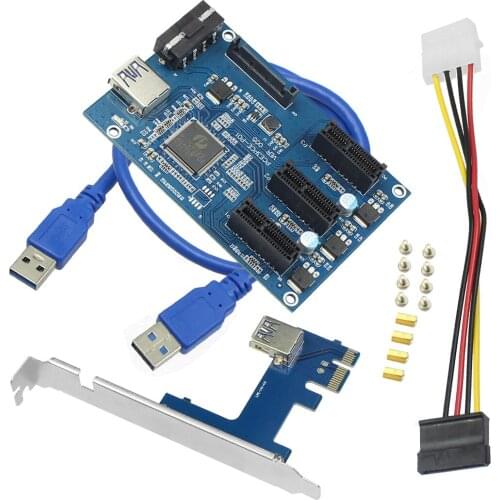 PCIe 1 to 3 PCI Express 1X Slots Riser Card Mini ITX to External 3 PCI-e Slot Adapter PCIe Port Multiplier Card