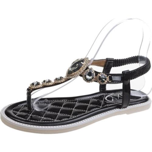 New Type Of Womens Sandals With Toes, Water Drill Flat Sole Student Fashion 2020 Summer Roman Trend Soft Sole Beach Shoes