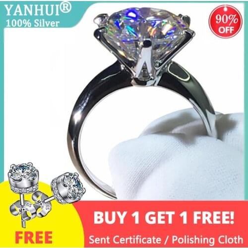 90% OFF! With Certificate Silver 925 Ring 18K White Gold Wedding Band Natural 2.0ct Zirconia Gemstone Gift Rings For Women HR168