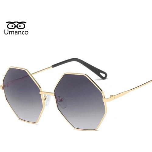Umanco Dazzling Colors Gradient Sunglasses Polygonal Metal Frame Women Men Sun Glasses Strong Shades Mirror Driving Eyewears