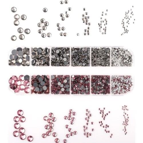 2000Pcs/box Pink&silver Crystals Rhinestones Set Flatback DMC Glass Stones Hot Fix Rhinestones for Clothes DIY Decorations 2020