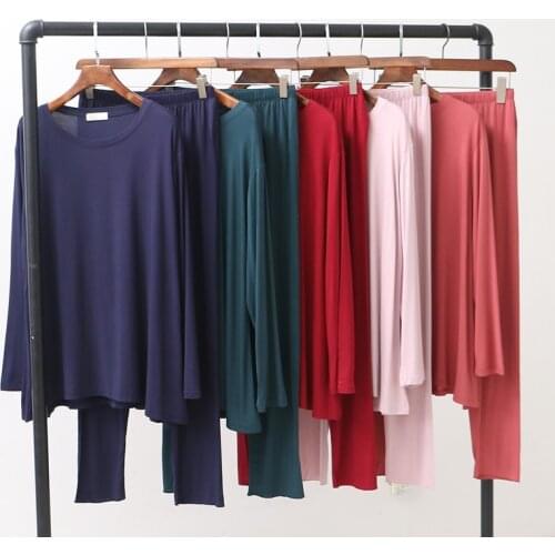 Loose Sleepwear Modal Pajamas Spring Autumn New Ladies Homewear Soft Atoff Home 2 Piece Set Pajamas Home Clothes For Women