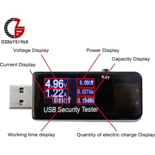 6-in-1 USB Tester Charger Doctor 5V 12V LED Digital Voltmeter Ammeter Wattmeter Battery Capacity Indicator Voltage Current Meter