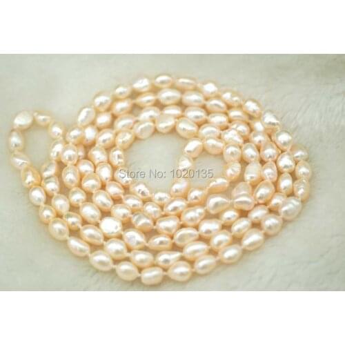 Wow! freshwater pearl baroque shape pink necklace 8-10mm color 43" nature wholesale bead discount gift